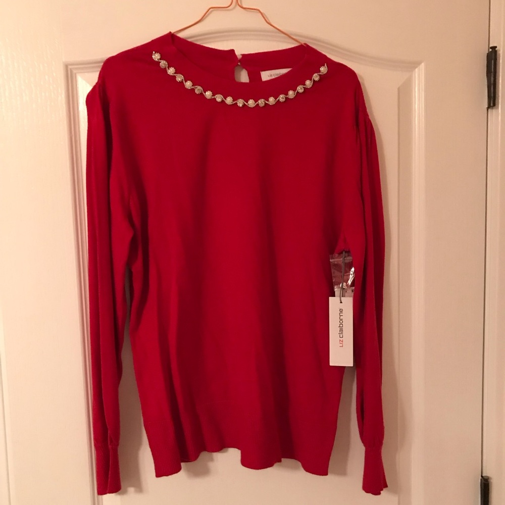Liz Claiborne Sweater, Size L, Red